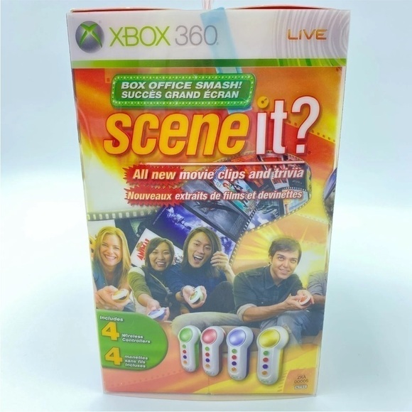 XBOX 360 Scene It? Box Office Smash Set w/ 4 Controllers & Game NEW Open Box - Picture 4 of 6